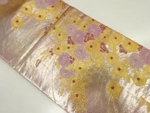 アンティーク　菊に萩模様織出し袋帯（材料）